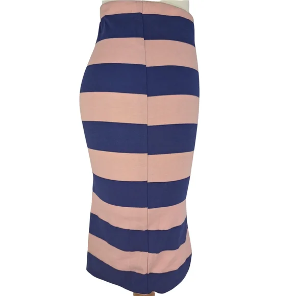 Zara Women's W & B Collection Women's Blue Pink Striped Pencil Skirt Size Medium - Picture 5 of 7